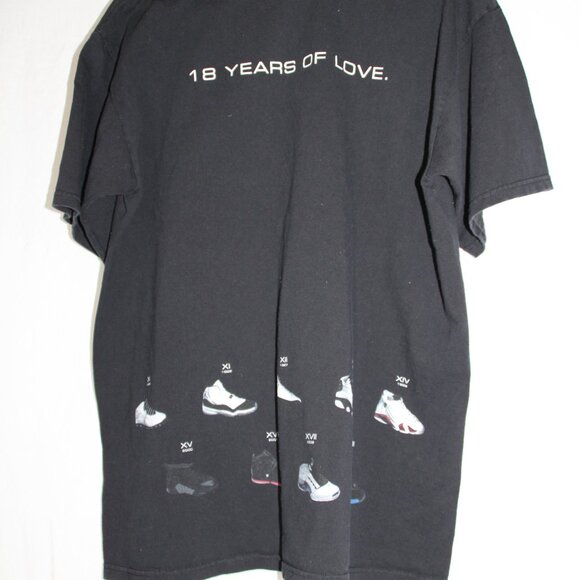 Vintage Men's Nike Air Jordan 18 Years of Love T-Shirt Black Sz Large - Picture 4 of 8